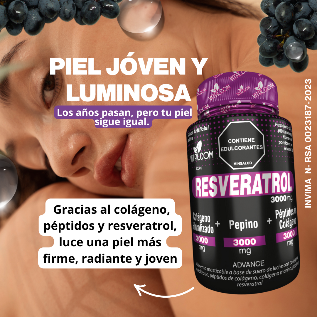 🔥RESVERATROL🍇🌟colageno hidrolizado+pepino+peptidos💖🎆