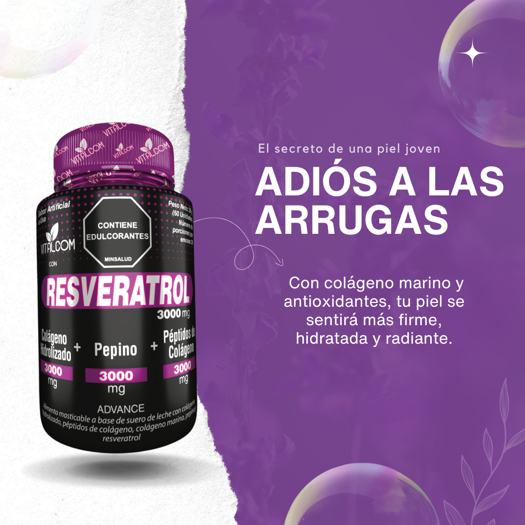 🔥RESVERATROL🍇🌟colageno hidrolizado+pepino+peptidos💖🎆