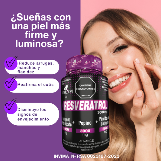 🔥RESVERATROL🍇🌟colageno hidrolizado+pepino+peptidos💖🎆