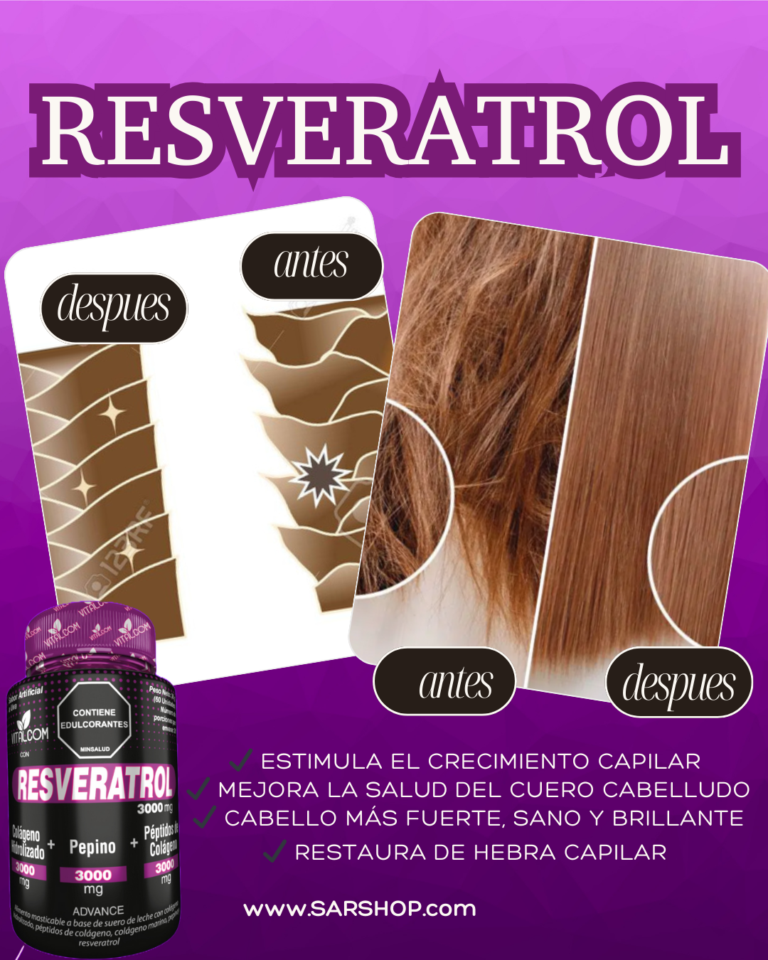 🔥RESVERATROL🍇🌟colageno hidrolizado+pepino+peptidos💖🎆